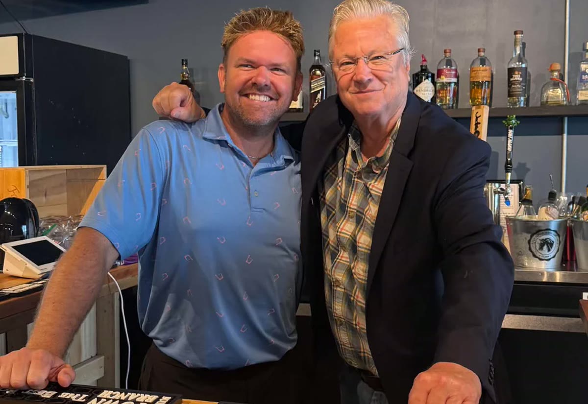 Brad Kozar and Saevar Thordarson behind the bar at The Butcher&rsquo;s Pantry.
